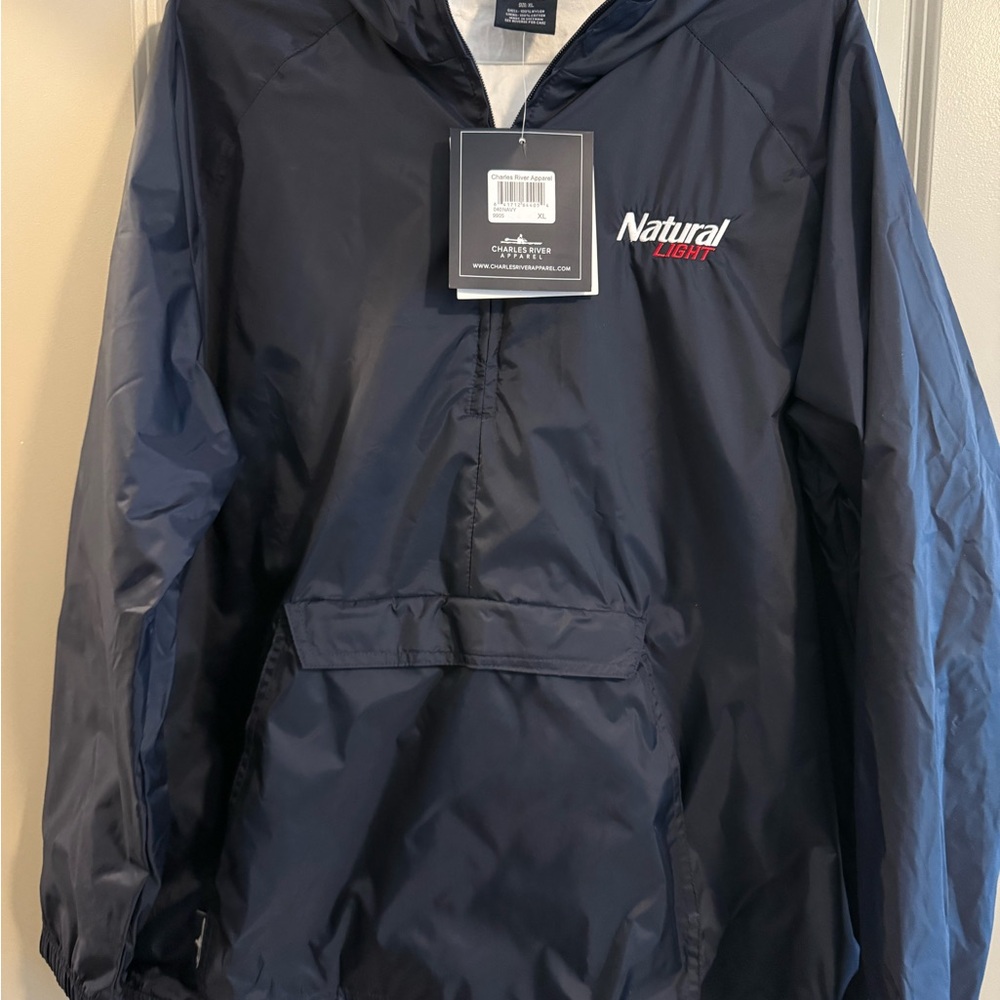 NWT Natural Light Navy Windbreaker Jacket